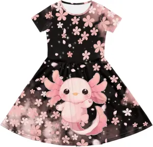 Dresses for Girls 2-14 Kids Summer Beach Dresses Casual Skater Dress Holiday Party Midi A-Line