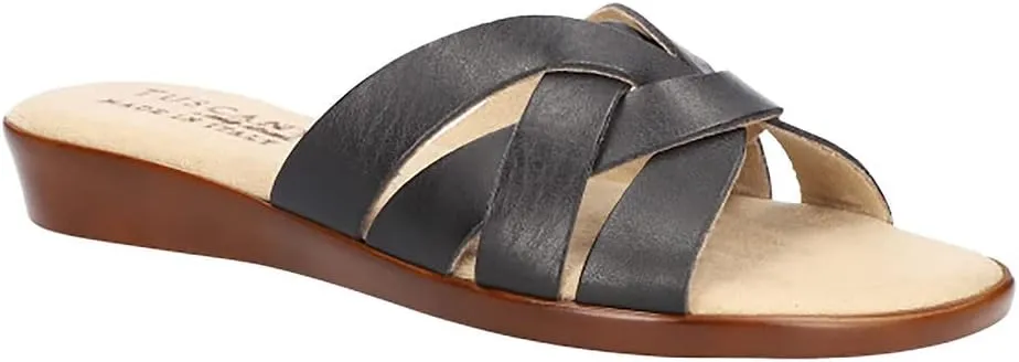 Easy Street Tuscany Womens Zanobia Strappy Slide Sandals Black 7 Medium (B,M)