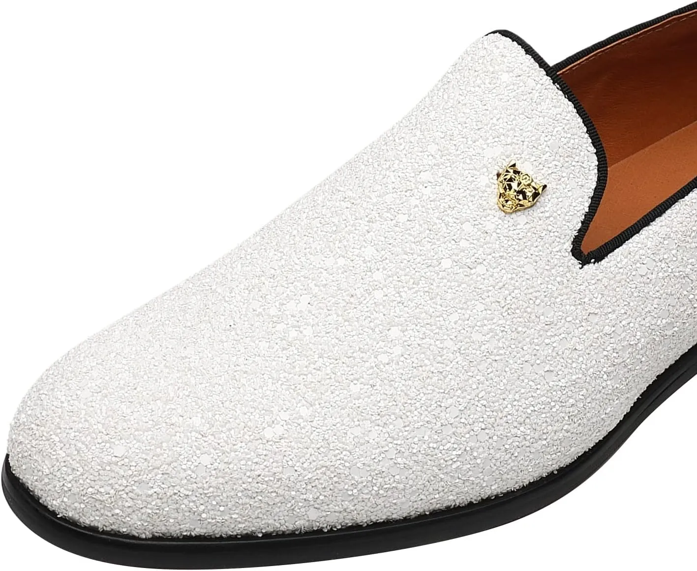ELANROMAN Men's Shiny Loafers Dress Business Party Wedding Prom Handmade Shoes