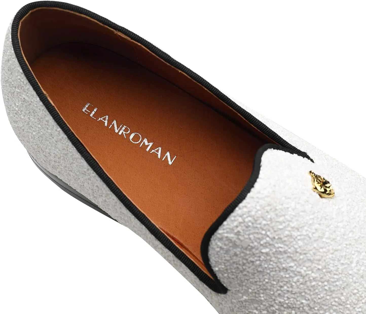 ELANROMAN Men's Shiny Loafers Dress Business Party Wedding Prom Handmade Shoes