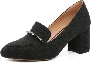 Eldof Women's Pumps Block Heel Round Toe Slip On Chunky Loafer Heel Dress Shoes Pumps for Women 2.5 Inches