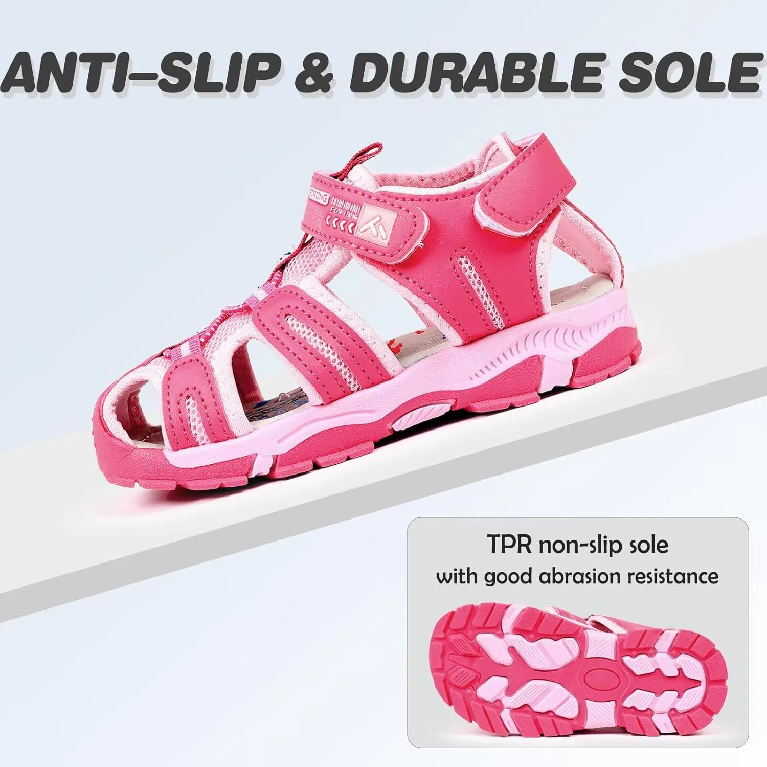 FANTURE Kids Athletic Sandals Closed Toe Lightweight Boys Girls Outdoor Summer Sports Shoes
