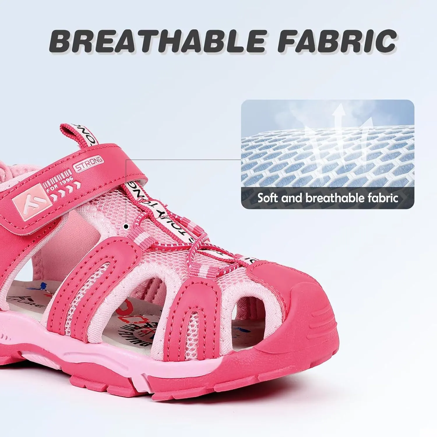 FANTURE Kids Athletic Sandals Closed Toe Lightweight Boys Girls Outdoor Summer Sports Shoes