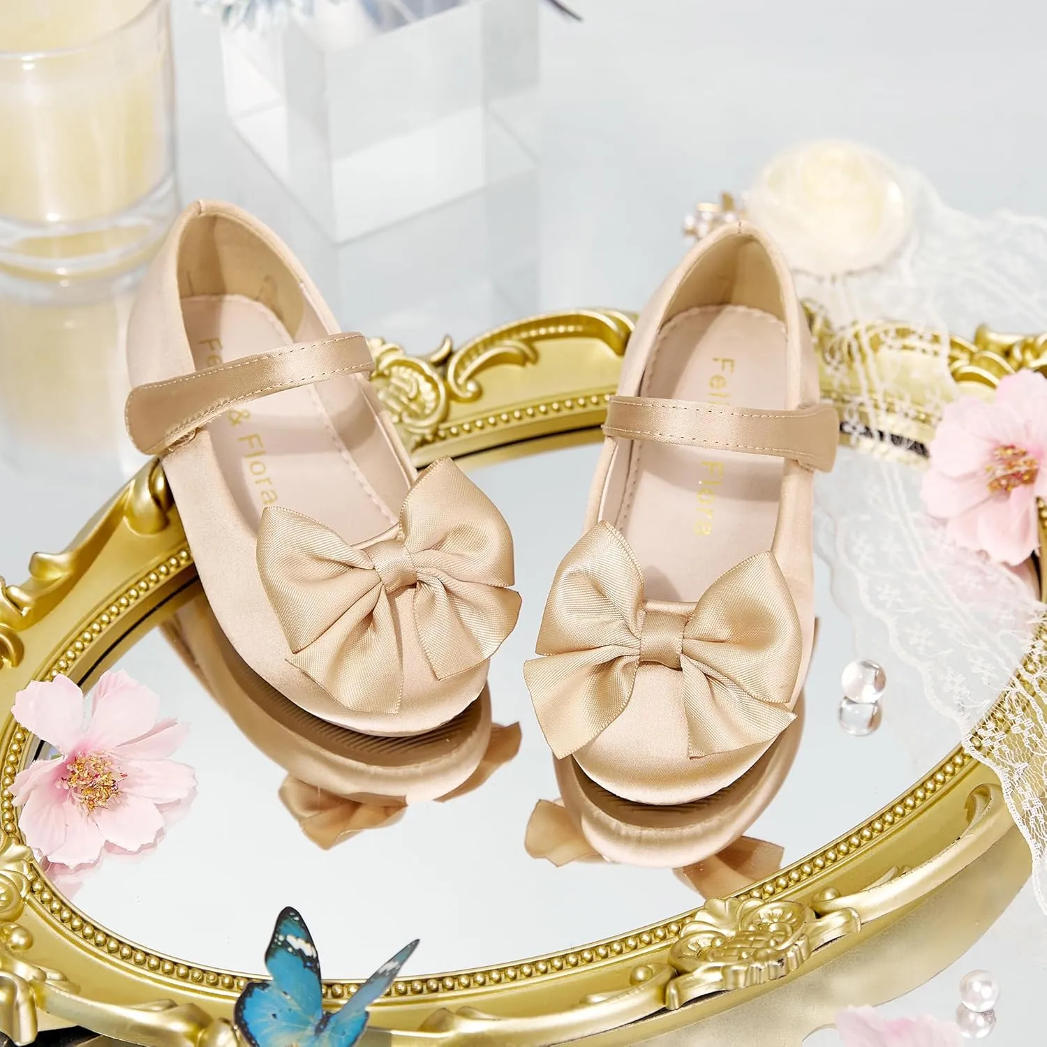 Felix & Flora Toddler Flower Girl Dress Shoes - Girl Ballet Flats Party School Shoes Wedding