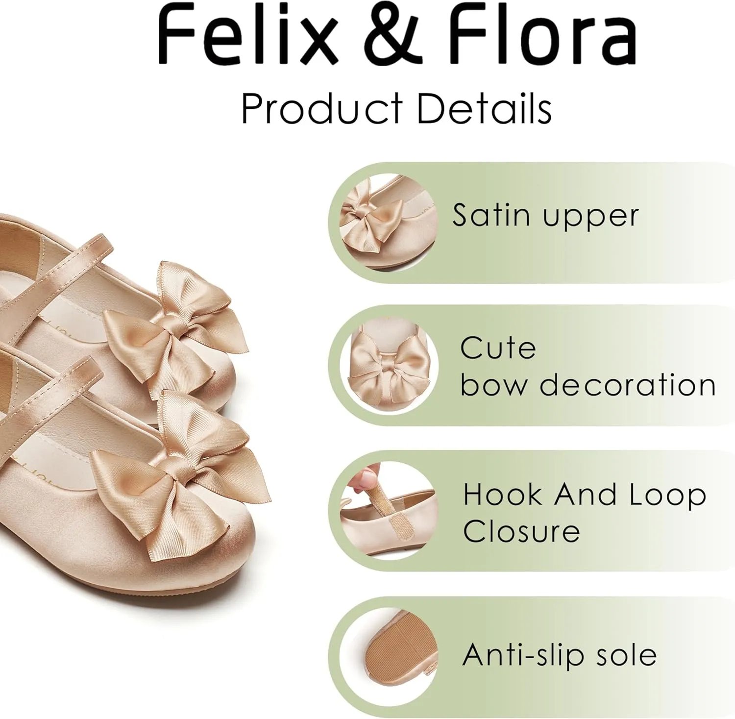 Felix & Flora Toddler Flower Girl Dress Shoes - Girl Ballet Flats Party School Shoes Wedding