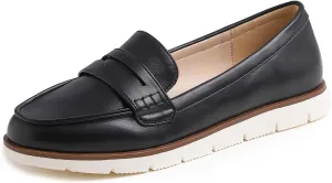 FEVERSOLE Women's Comfort Penny Loafer Geniune Leather Insole Flexible Walking Driving Shoes