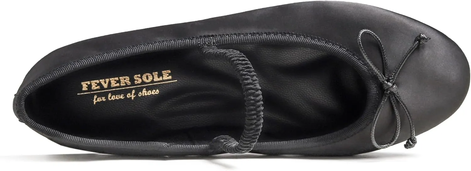 FEVERSOLE Women's Mary Jane Fashion Round Toe Easy Buckle Slip On Flats