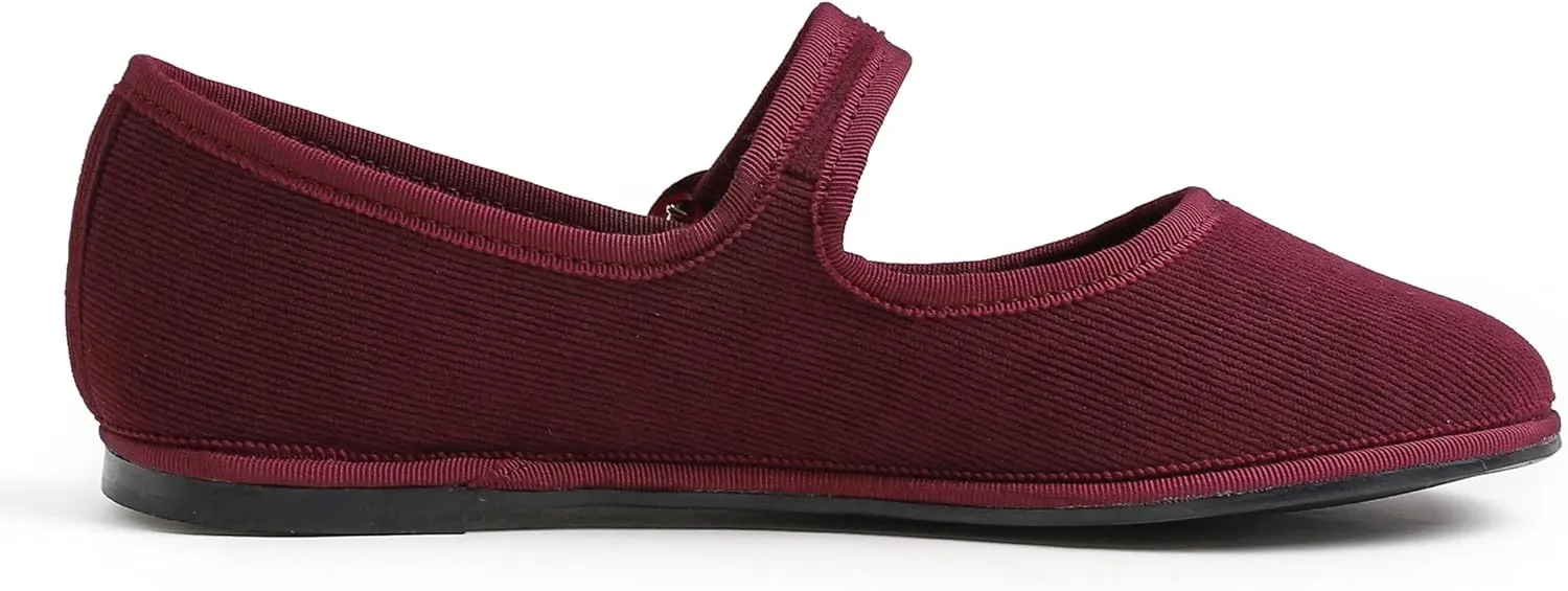 FEVERSOLE Women's Soft Breathable Mary Jane Memory Foam Cushioned Comfort Round Toe Metal Buckle Flats Walking Shoes