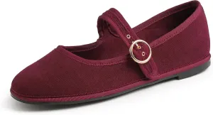 FEVERSOLE Women's Soft Breathable Mary Jane Memory Foam Cushioned Comfort Round Toe Metal Buckle Flats Walking Shoes