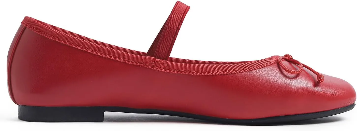 FEVERSOLE Women's Soft Cushion Padded Comfort Round Toe Mary Jane Elastic Fashion Ballet Flats Walking Shoes