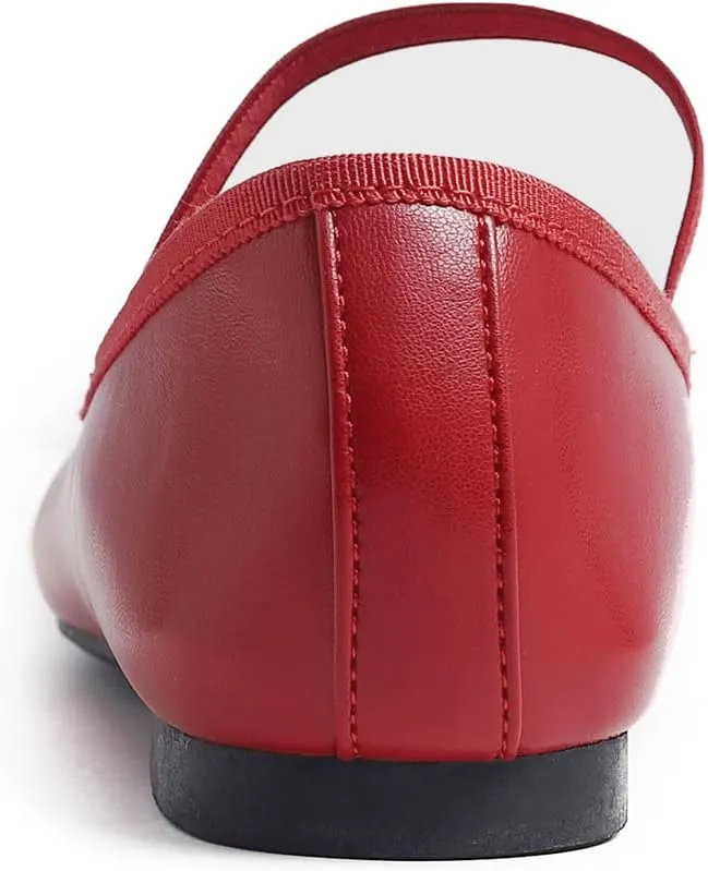 FEVERSOLE Women's Soft Cushion Padded Comfort Round Toe Mary Jane Elastic Fashion Ballet Flats Walking Shoes