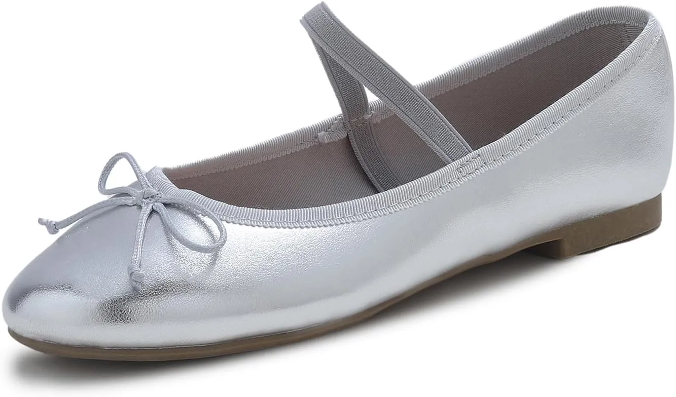 FEVERSOLE Women's Soft Cushion Padded Comfort Round Toe Mary Jane Elastic Fashion Ballet Flats Walking Shoes