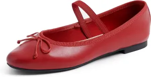 FEVERSOLE Women's Soft Cushion Padded Comfort Round Toe Mary Jane Elastic Fashion Ballet Flats Walking Shoes