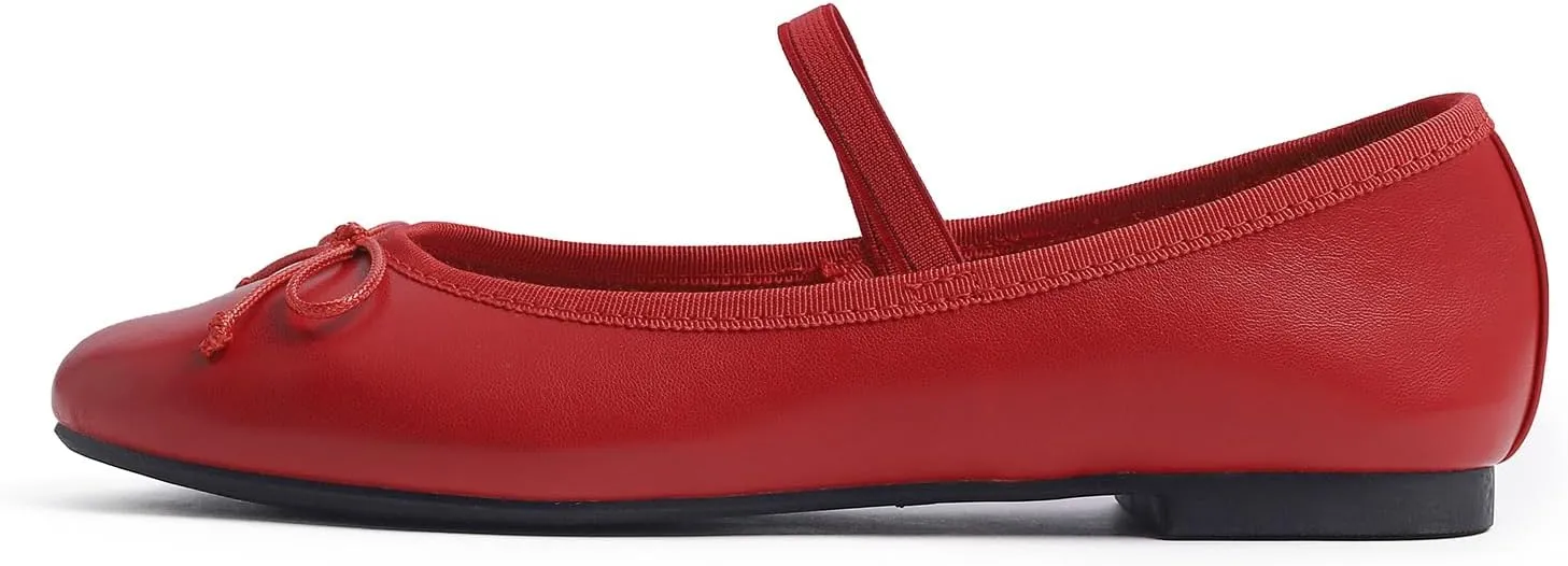 FEVERSOLE Women's Soft Cushion Padded Comfort Round Toe Mary Jane Elastic Fashion Ballet Flats Walking Shoes