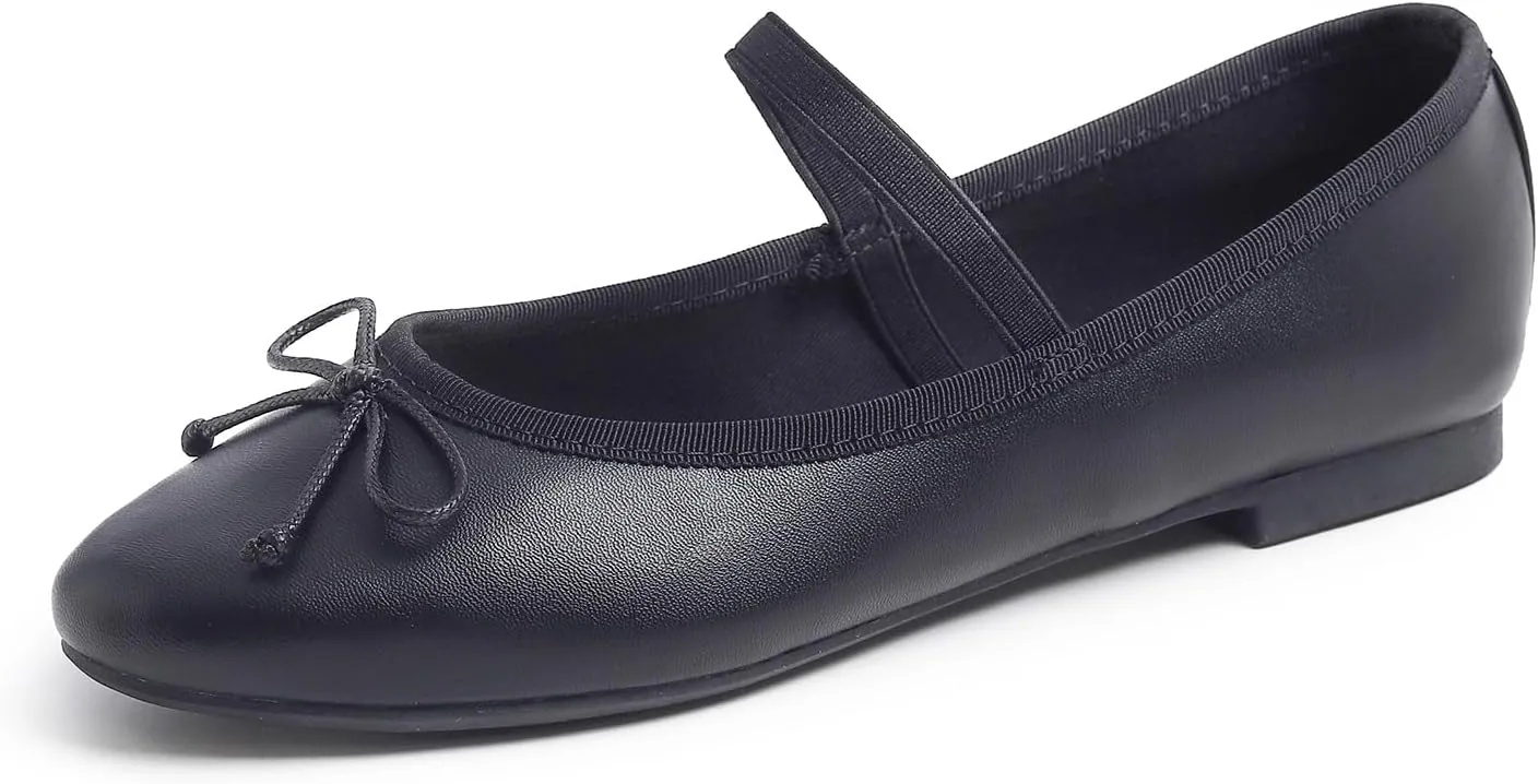 FEVERSOLE Women's Soft Cushion Padded Comfort Round Toe Mary Jane Elastic Fashion Ballet Flats Walking Shoes