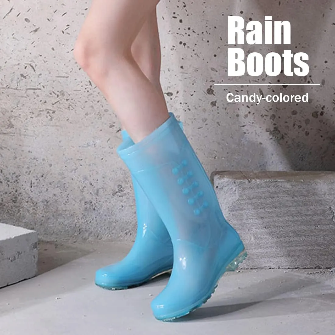 Fiedaz Rain Boots for Women Waterproof Garden Boots Anti-Slip Rain Boots Ladies Candy Color Lightweight Boots