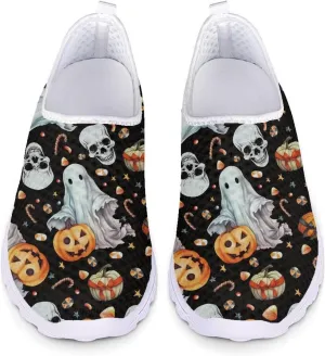 FKELYI Halloween Shoes for Women Slip On Walking Shoes Breathable Mesh Flats Athletic Running Tennis Sneakers