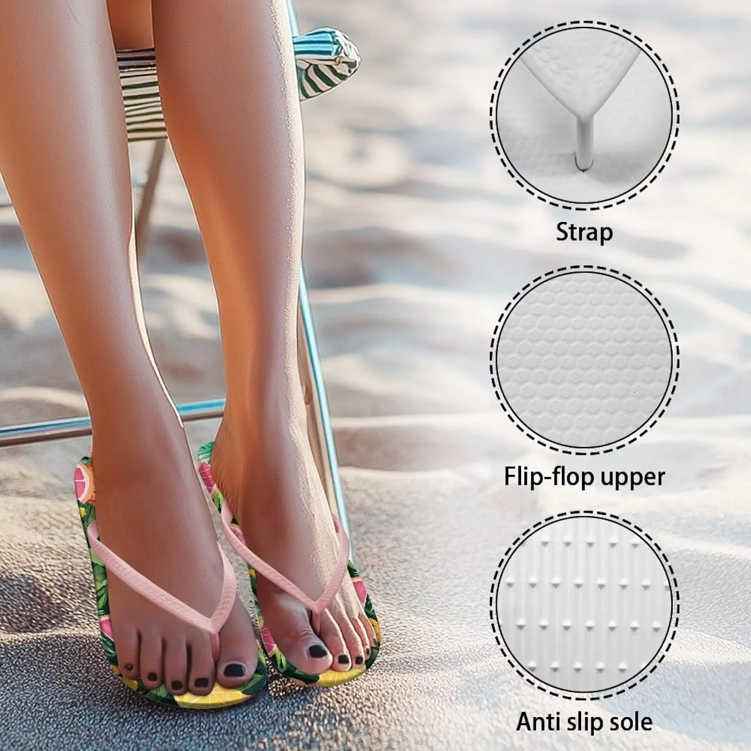 Flip Flops for Women Comfortable Summer Beach Walking Thong Cushion Sandals Slip On Indoor Shower Outdoor