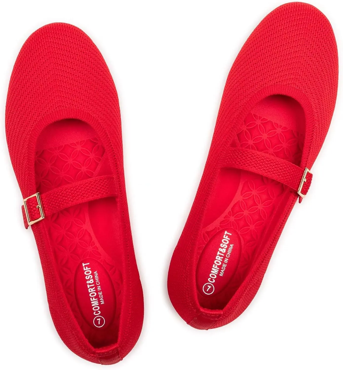 Frank Mully Women's Mary Jane Flats Comfortable Dressy Ballet Flats Casual Round Toe Slip On Washable Knitted Fabric Office Work Woman Shoes