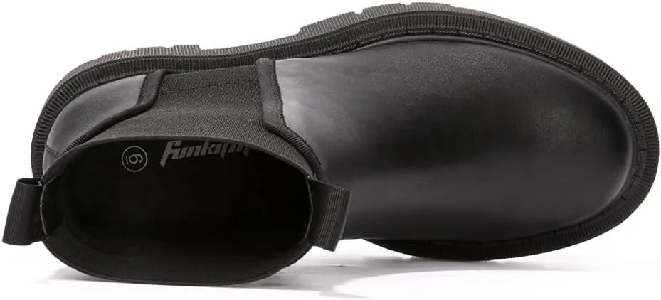 FUNKYMONKEY Women's Chelsea Boot Lug Sole Mid Heel Fashion Ankle Bootie