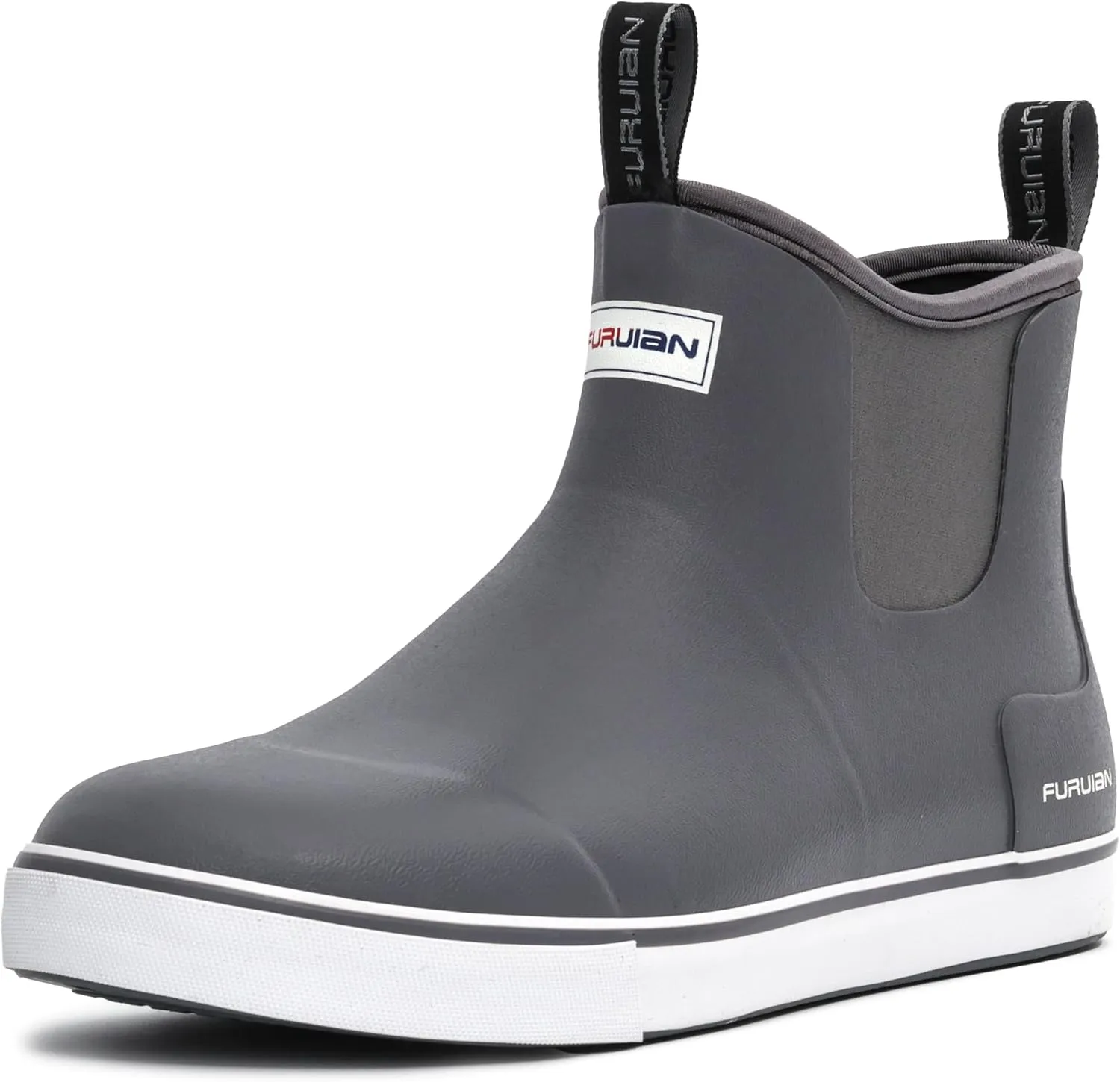 Furuian Men's Deck Boots Fishing Boots Waterproof Rain Boots Ankle Booties Slip On Neoprene Rubber Footwear Chelsea Boots Men botas para hombre for Gardening Fishing Boating Camping Sailing