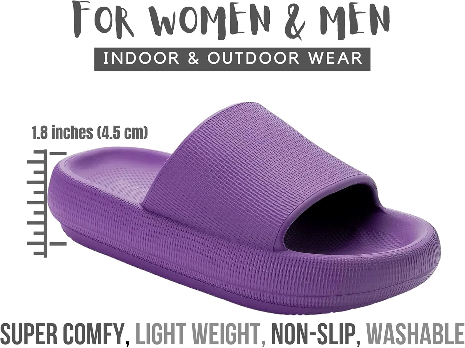 Genuine Pillow Slippers for Women and Men | House Slides Shower Sandals | Extremely Comfy | Cushioned Thick Sole | Cloud Slides | Lightweight Non-Slip Easy to Clean
