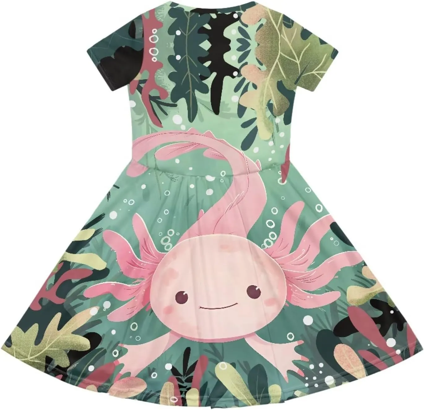 Girls Dresses Size 2-14 Kids Summer Short Sleeve Skater Dress Beach Midi Party Dresses