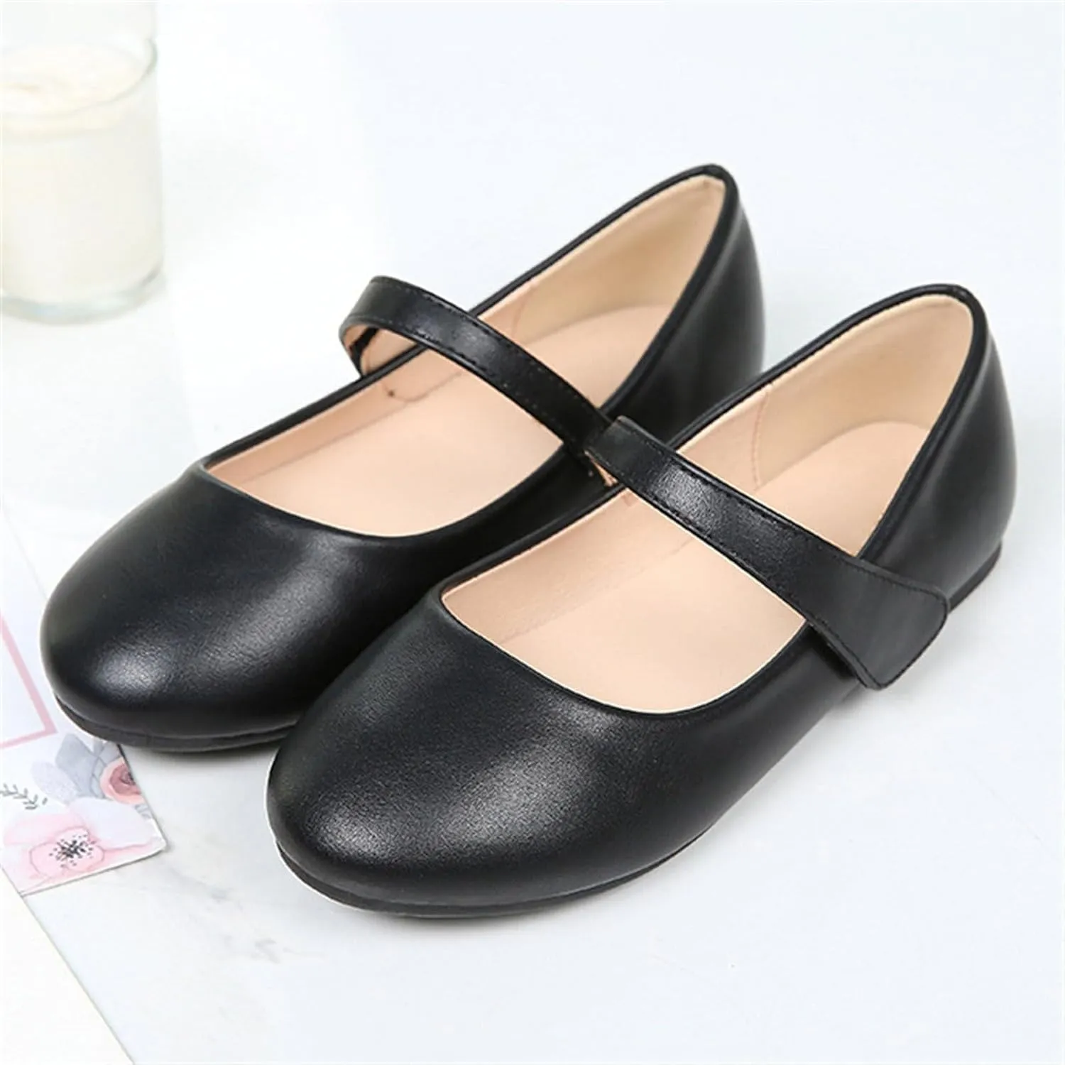 Girls Mary Jane Ballerina Flat Dress Shoes for Toddler Kids Princess Easy Buckle School Uniform Church Formal Shoes