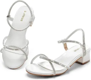 Girls Sandals Low Heels Girl Dress Shoes Open Toe Flower Girl Wedding Party for Toddler Little Big Kid