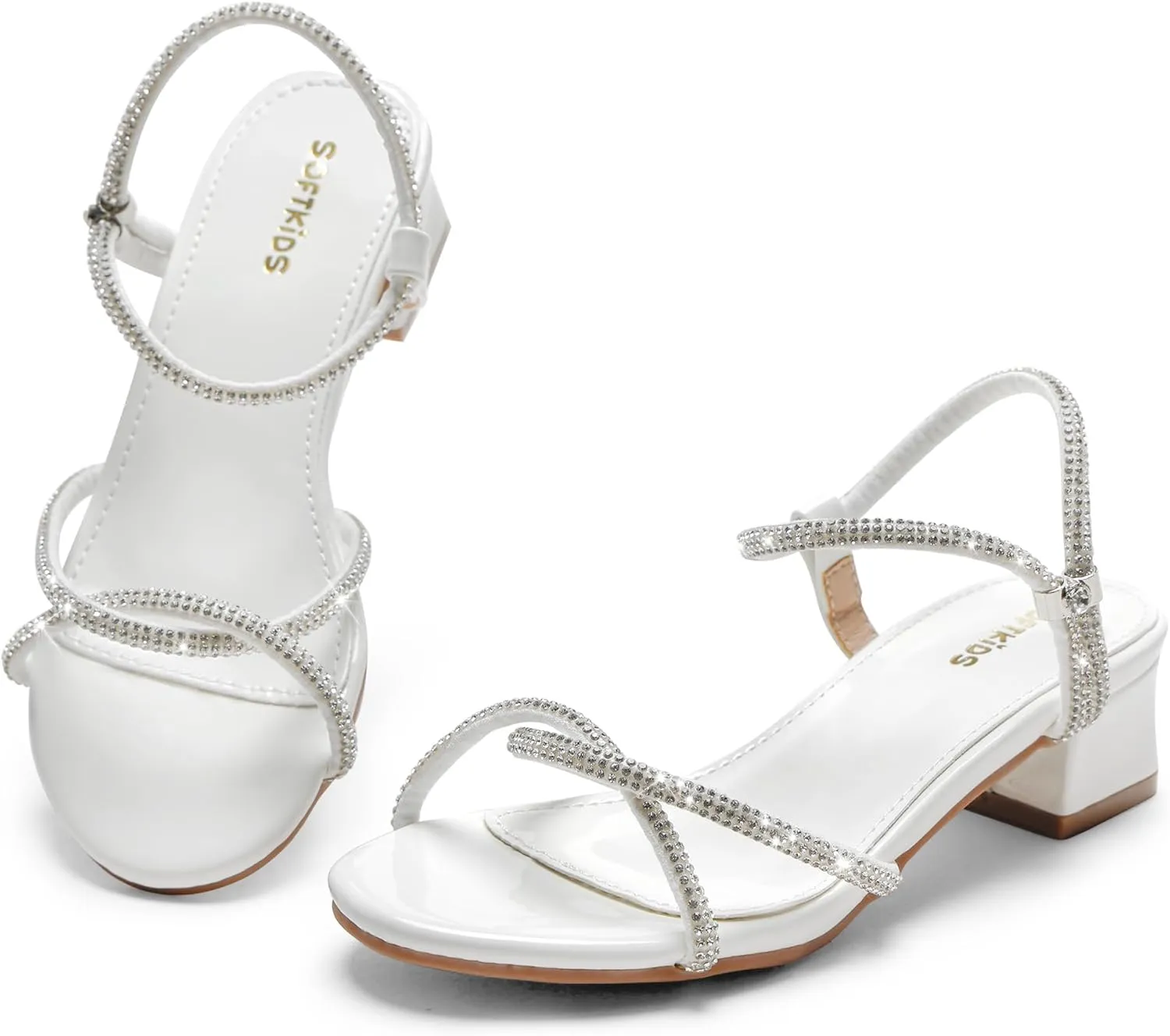 Girls Sandals Low Heels Girl Dress Shoes Open Toe Flower Girl Wedding Party for Toddler Little Big Kid