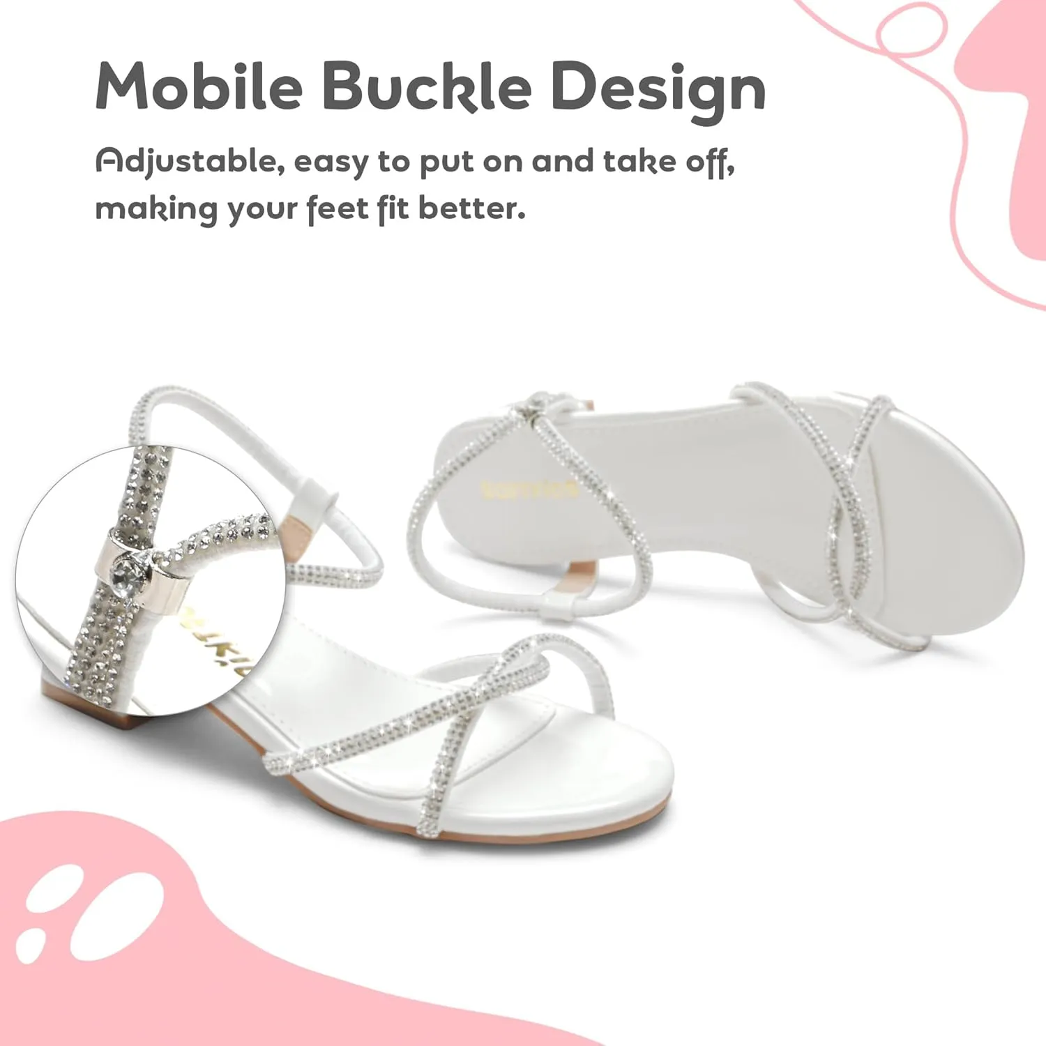 Girls Sandals Low Heels Girl Dress Shoes Open Toe Flower Girl Wedding Party for Toddler Little Big Kid
