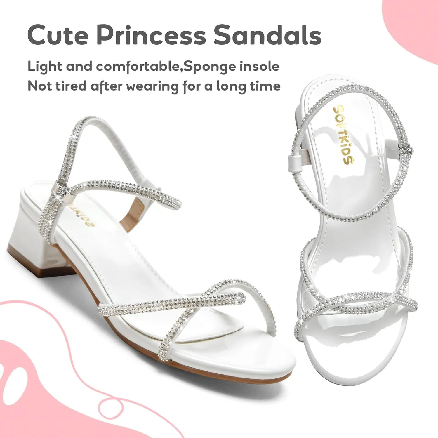 Girls Sandals Low Heels Girl Dress Shoes Open Toe Flower Girl Wedding Party for Toddler Little Big Kid