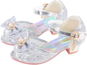 Girls Shoes Sparkle Mary Jane Low Heel Princess Flower Wedding Party Dress Shoes