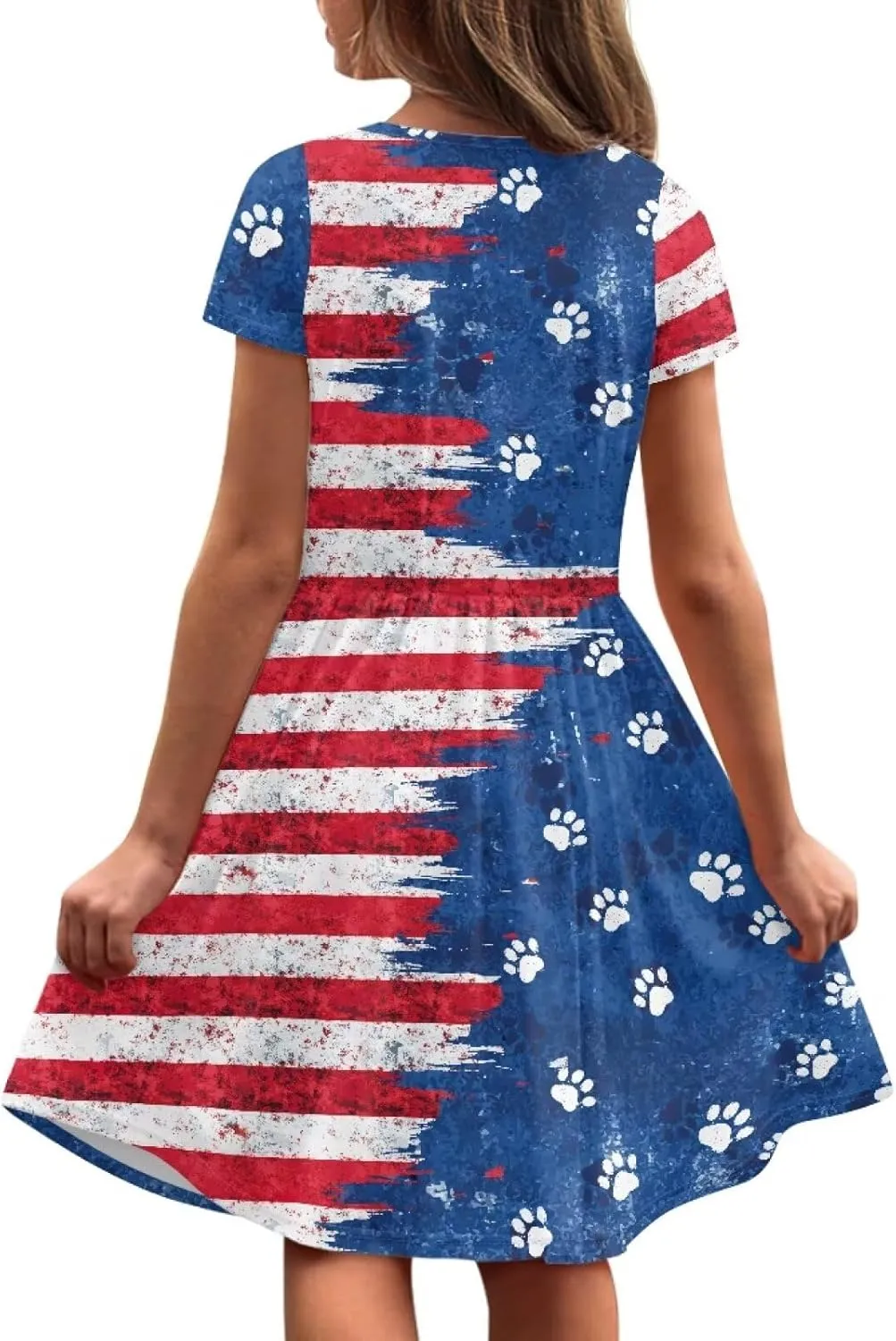 Girls Short Sleeve Dresses with Pockets Cute Dresses for Girls 3-16 Years Old