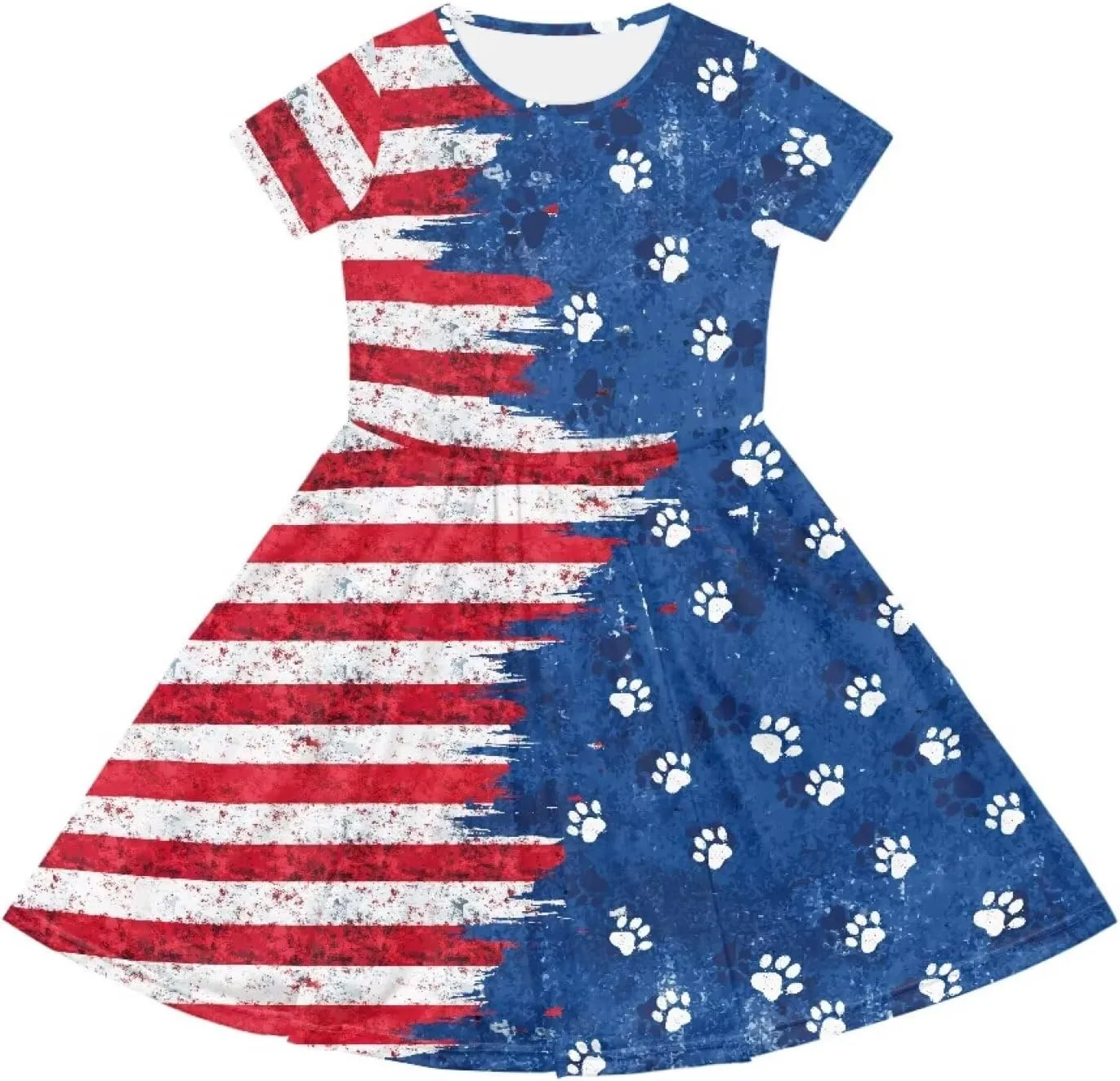 Girls Short Sleeve Dresses with Pockets Cute Dresses for Girls 3-16 Years Old