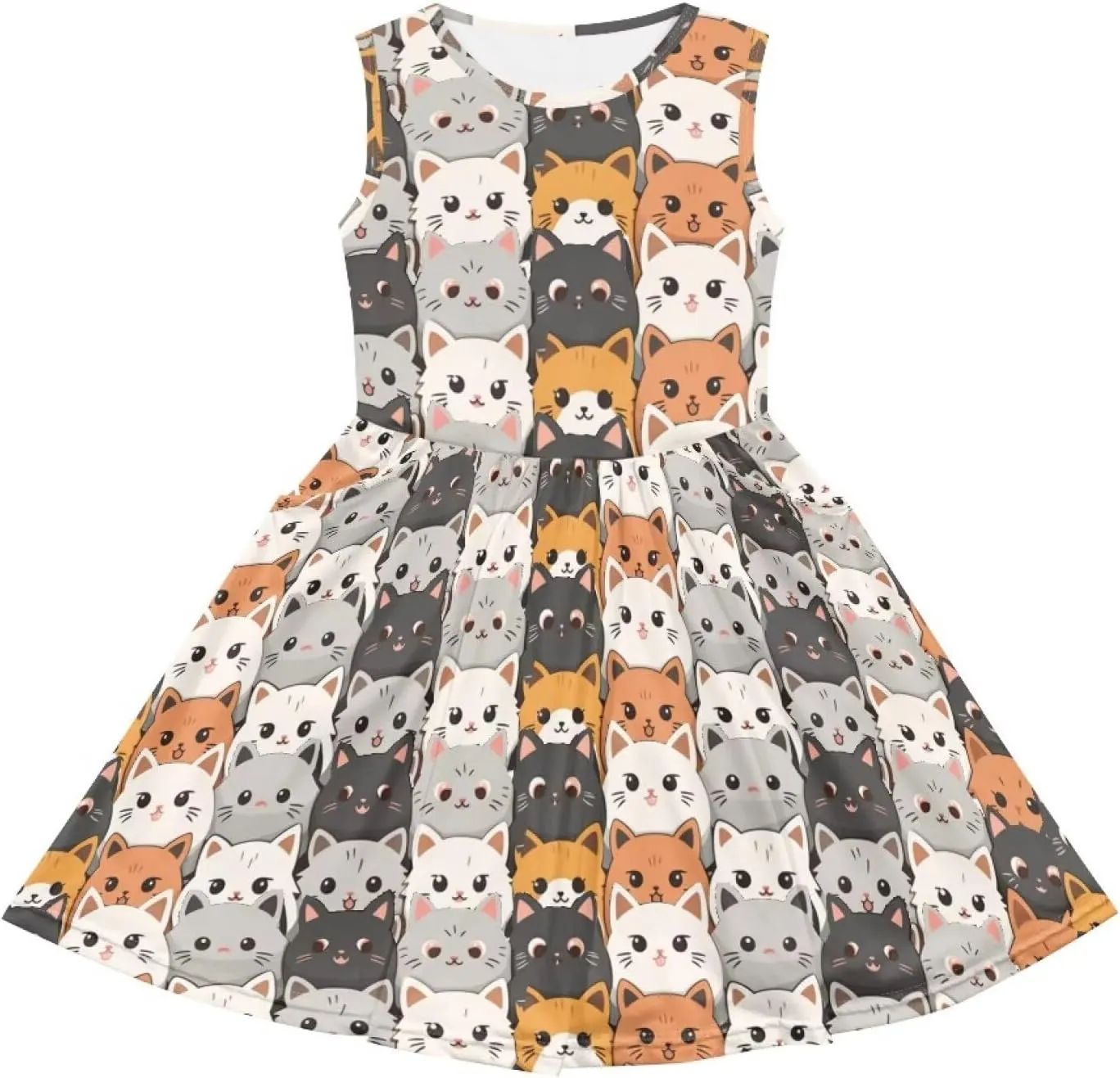 Girls Summer Dress with Pockets Casual Sleeveless Midi Dress for 4-14 Years