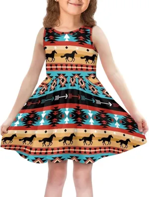 Girls Summer Dress with Pockets Casual Sleeveless Midi Dress for 4-14 Years