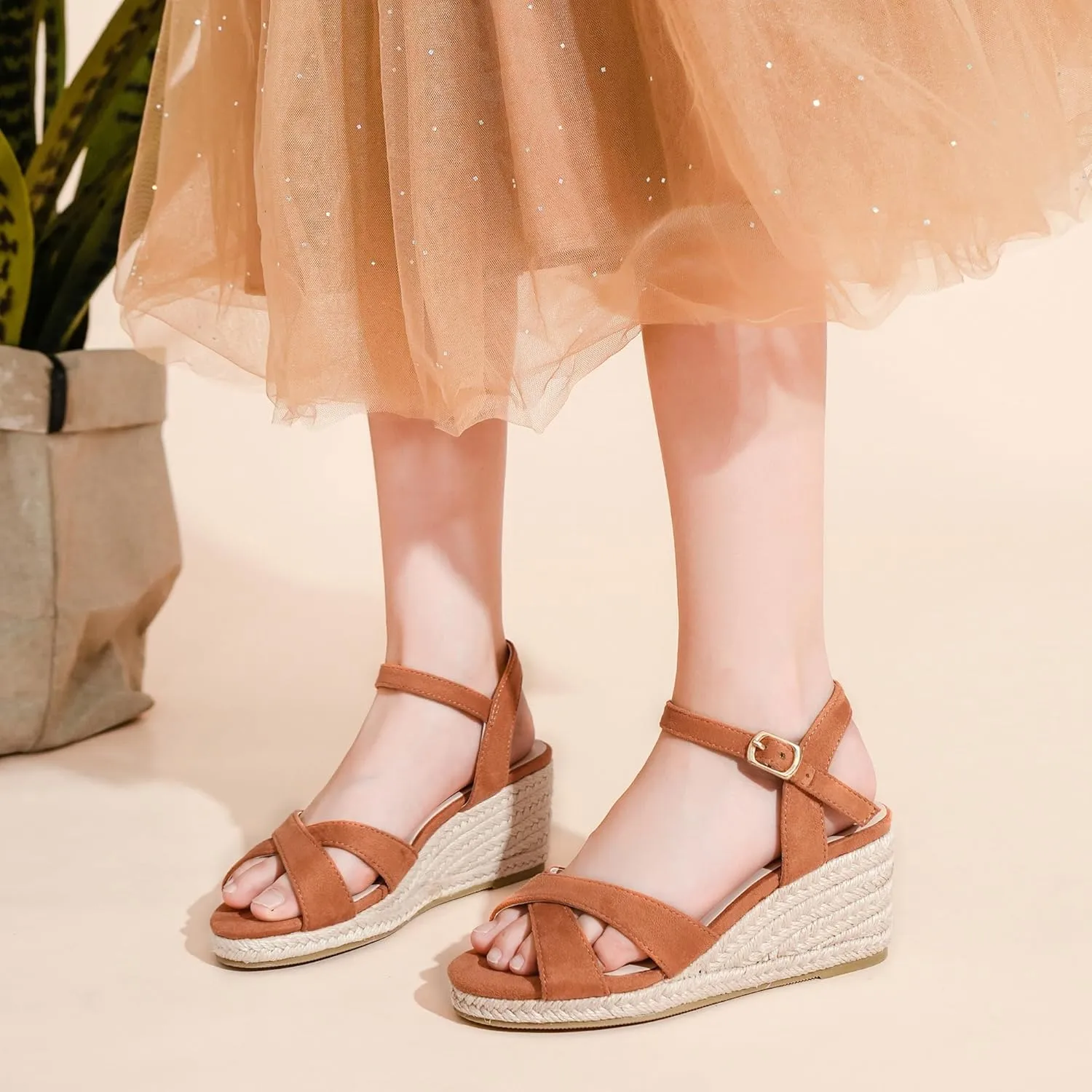 Girls Wedge Sandals Espadrilles Flatform Open Toe Dressy Girls Heels Summer Shoes Little Big Kid