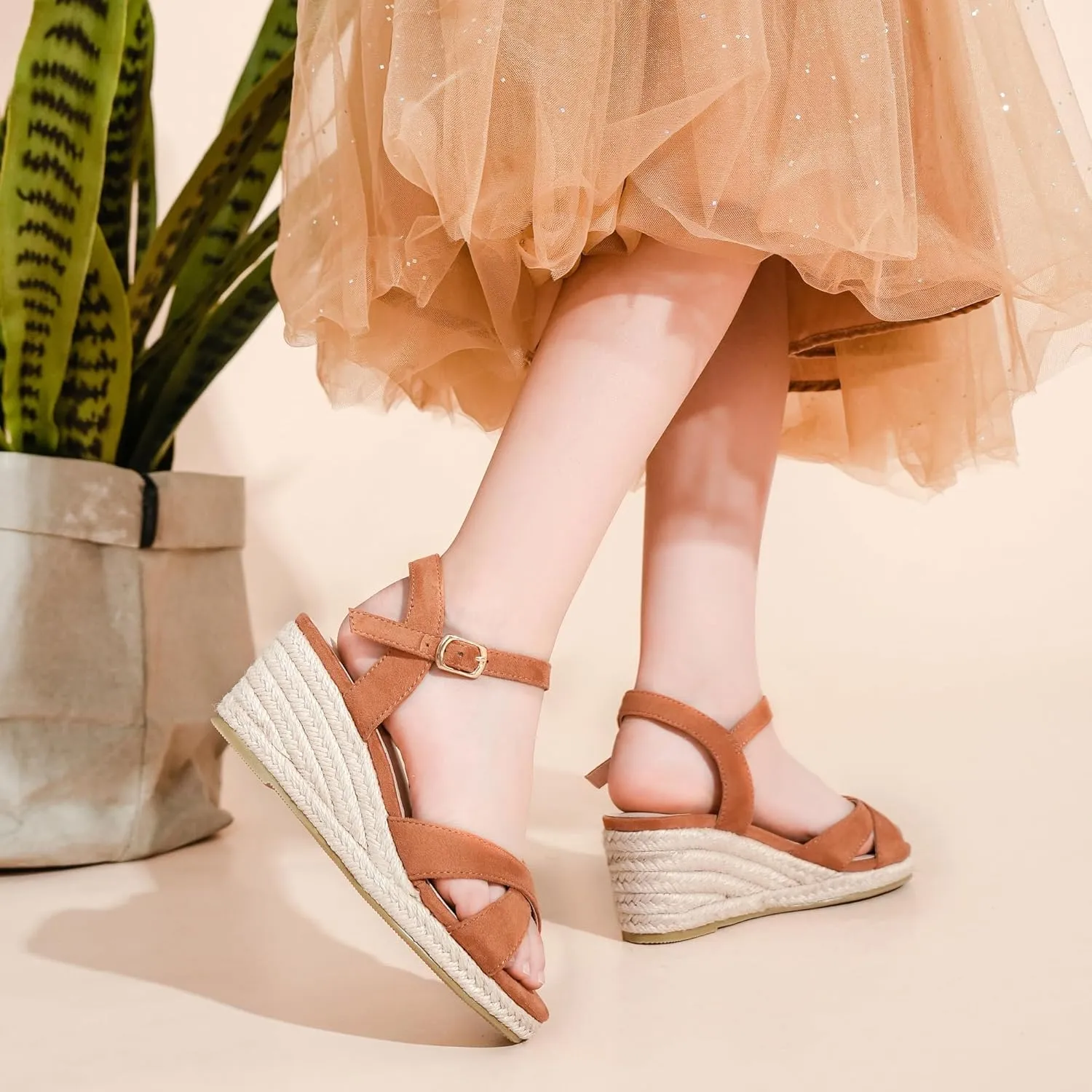 Girls Wedge Sandals Espadrilles Flatform Open Toe Dressy Girls Heels Summer Shoes Little Big Kid