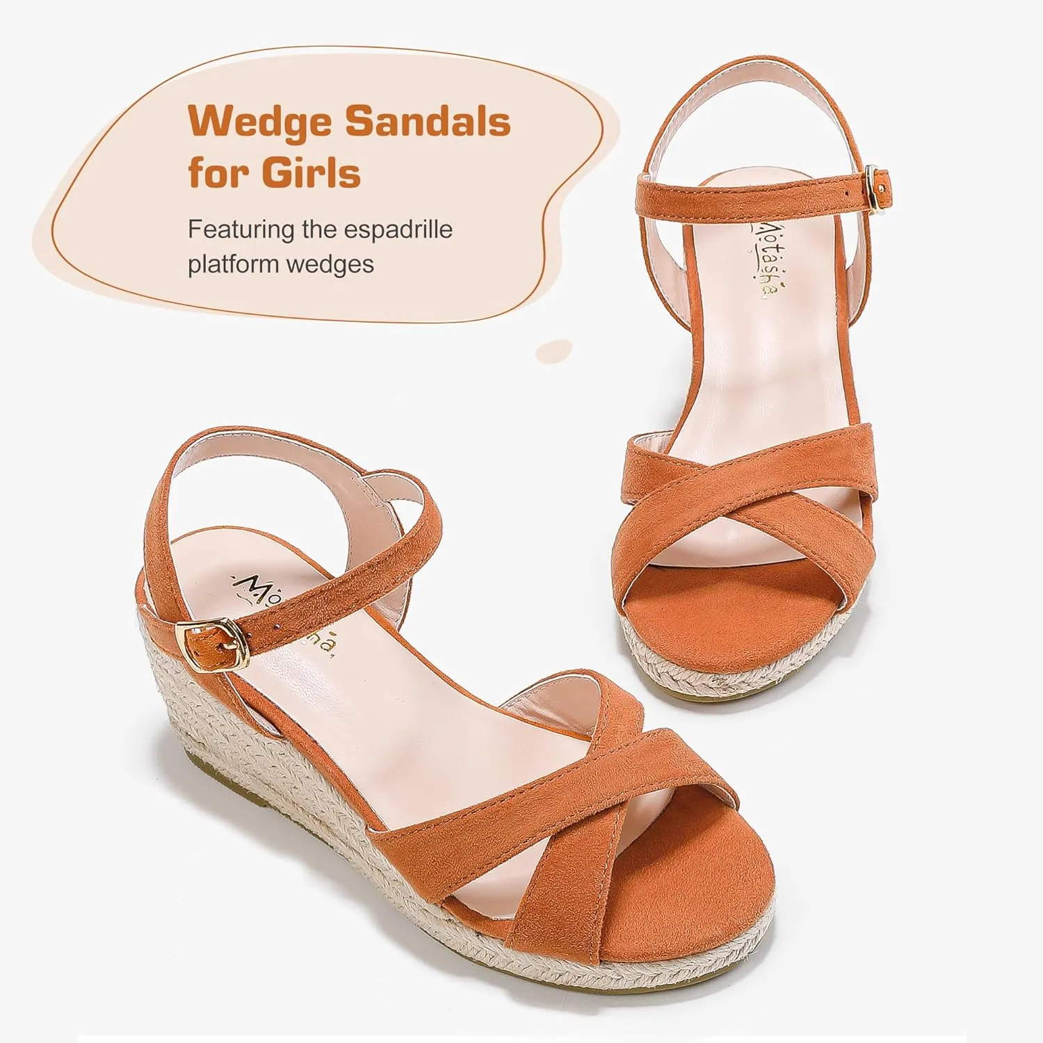 Girls Wedge Sandals Espadrilles Flatform Open Toe Dressy Girls Heels Summer Shoes Little Big Kid
