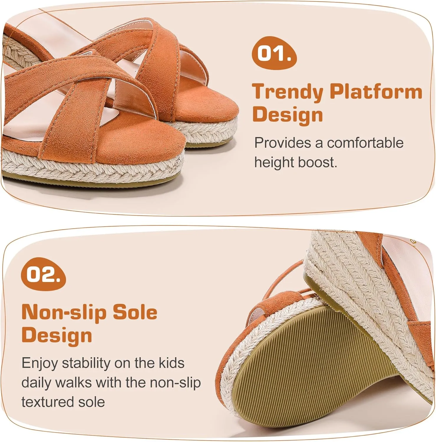 Girls Wedge Sandals Espadrilles Flatform Open Toe Dressy Girls Heels Summer Shoes Little Big Kid