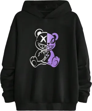 GORGLITTER Men's Cartoon Graphic Hoodies Drop Shoulder Drawstring Pullover Hoodie Sweatshirts