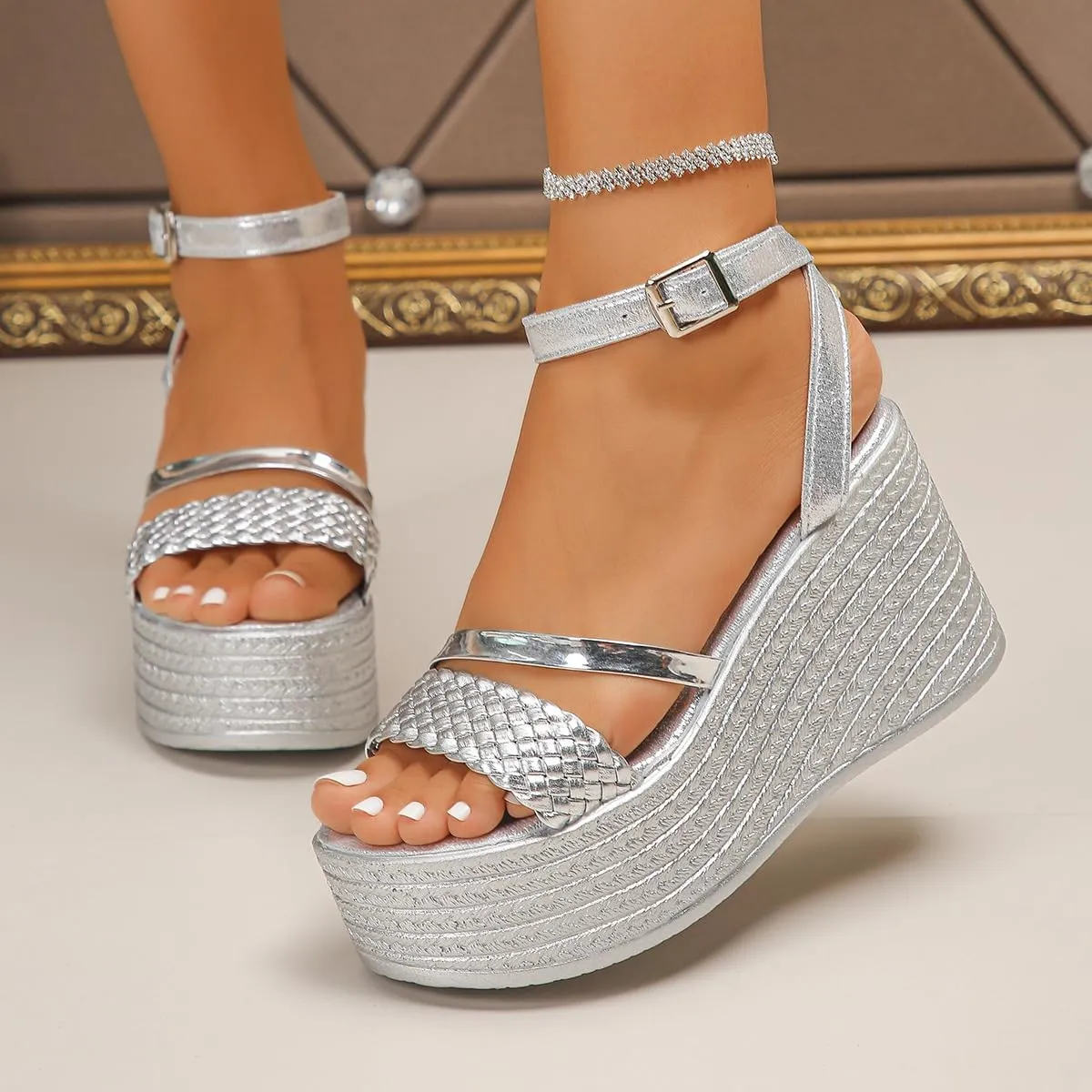 Goth Sandals Emo Shoes Espadrilles Wedges Heels Platform Mary Janes Slingback Cute Y2K Kawaii Grunge Punk Rock Fashion Alternative Aesthetic Shoes Rave Parties for Gothic Girls Beach Cruise Summer