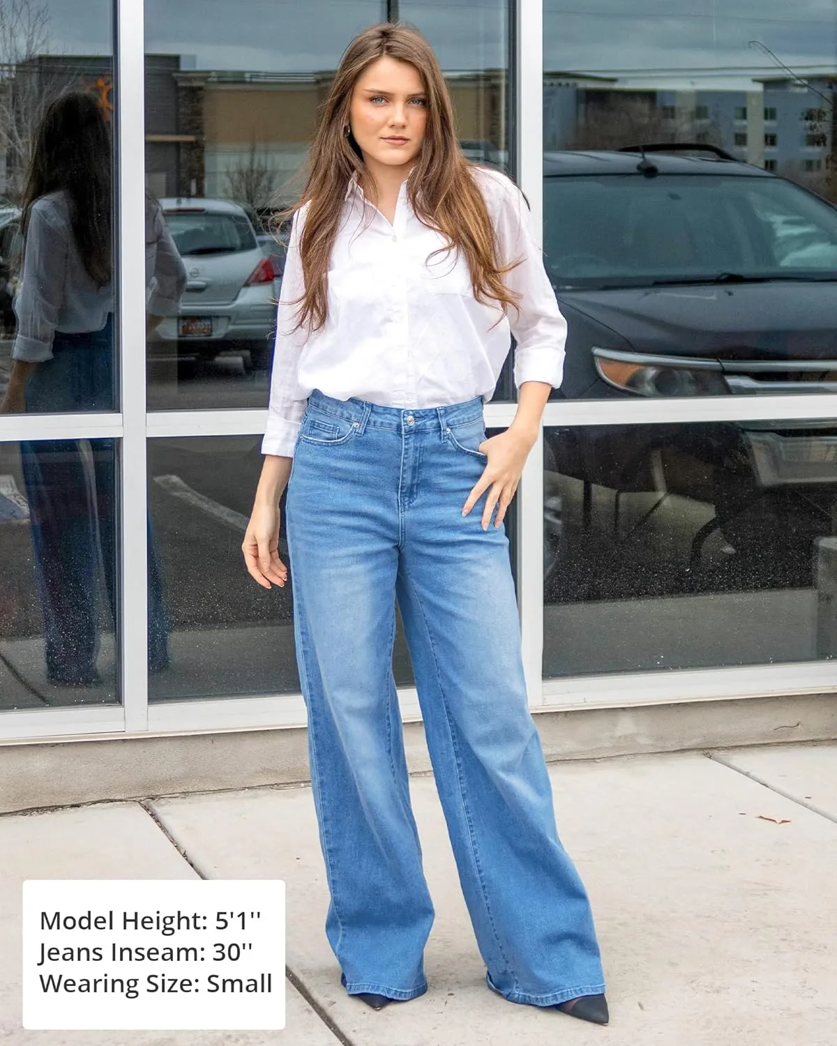 GRAPENT Wide Leg Jeans for Women Trendy High Waisted Stretchy Denim Pants 90s Baggy Jeans Trouser Jeans with Pockets