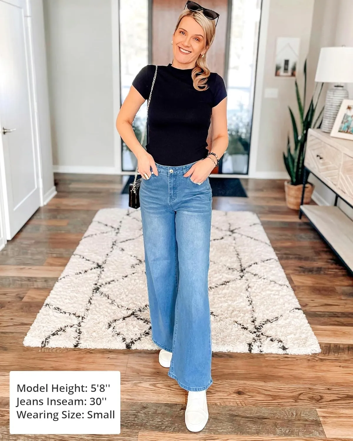 GRAPENT Wide Leg Jeans for Women Trendy High Waisted Stretchy Denim Pants 90s Baggy Jeans Trouser Jeans with Pockets