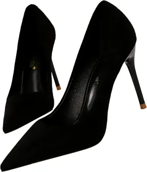 Hee grand Classic Pointed Toe Heels for Women Fashion Suede Stiletto Wedding Party Dress Shoes Office Pumps Lady High Heels