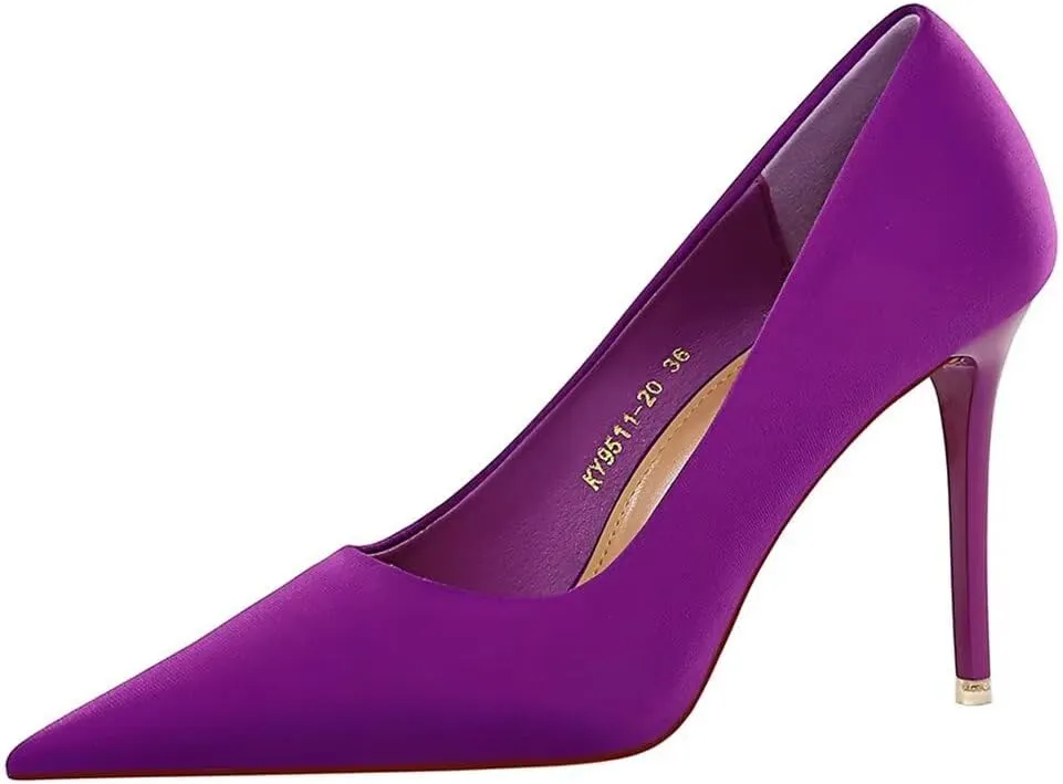 Hee grand Classic Pointed Toe Heels for Women Fashion Suede Stiletto Wedding Party Dress Shoes Office Pumps Lady High Heels