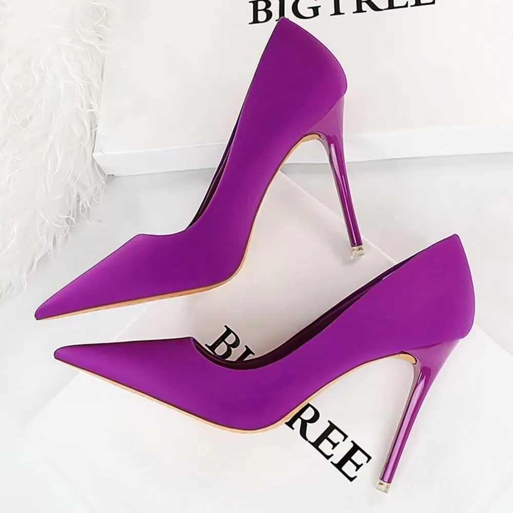 Hee grand Classic Pointed Toe Heels for Women Fashion Suede Stiletto Wedding Party Dress Shoes Office Pumps Lady High Heels