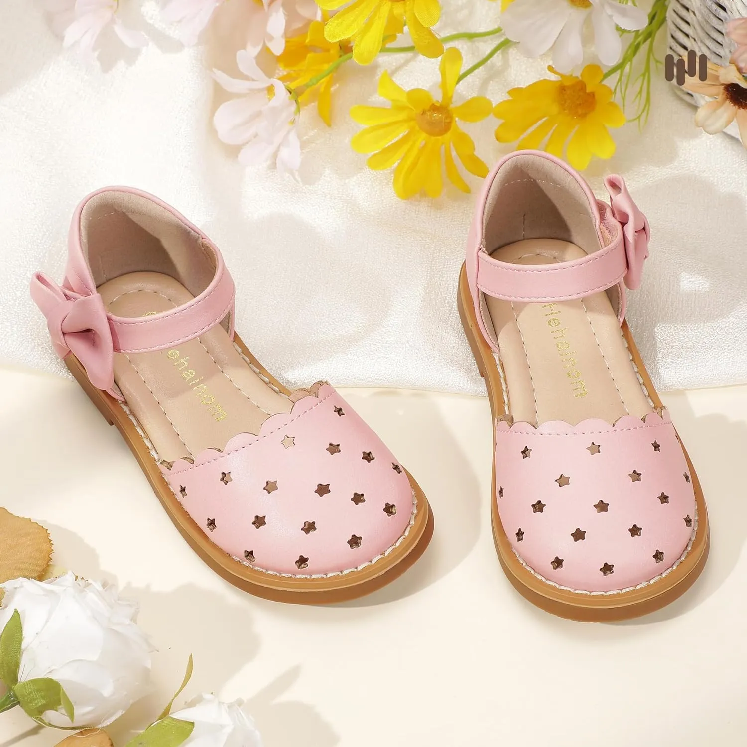 Hehainom Toddler Girls Sandals Flower Girl Closed Toe School Wedding Communion Church Summer Shoes
