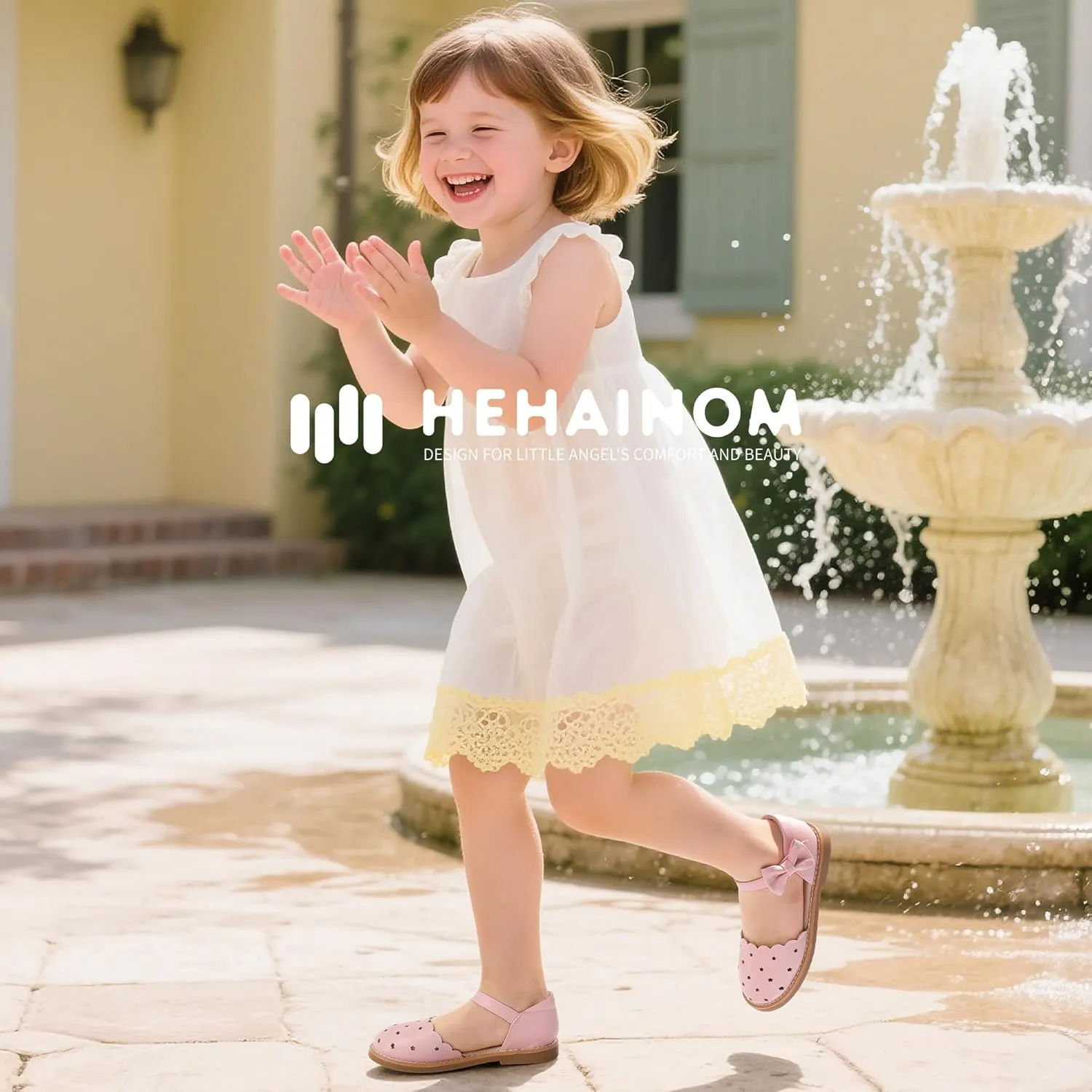 Hehainom Toddler Girls Sandals Flower Girl Closed Toe School Wedding Communion Church Summer Shoes